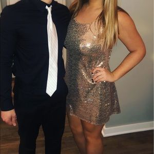 Size large gold sequin open back dress! Worn once!
